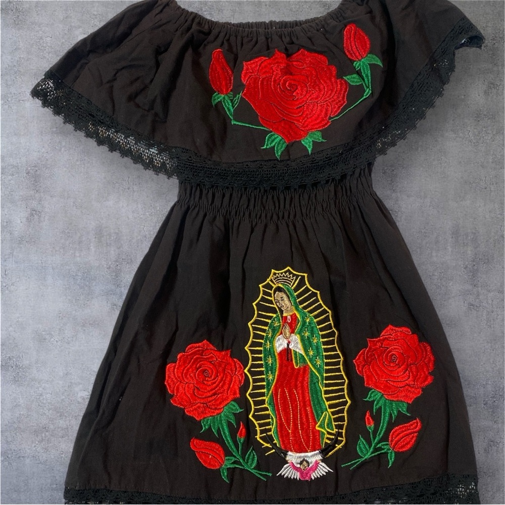 New dress Black and Red Embroidered Kids Dress